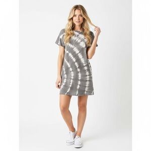 Z Supply Launa Gray Swirl Tie Dye T-Shirt Mini Dress